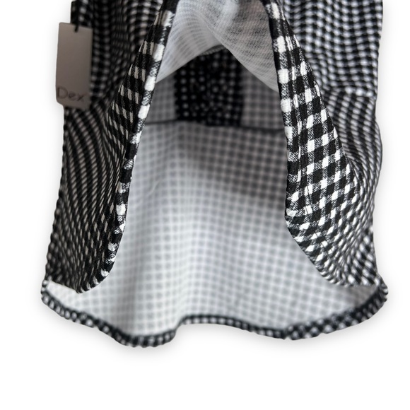NEW Dex Gingham Black & White sleeveless blouse Lace up V Neck Blouse Sz M or L - Picture 8 of 10